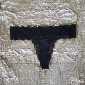NWT Victoria's Secret Black Lace Waist Thong